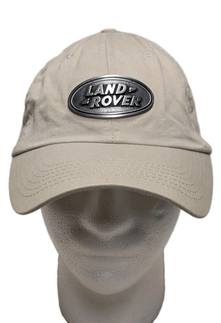 Land Rover Gear Hat Cap Khaki Tan With Adjustable Strap Metal Stamped Logo